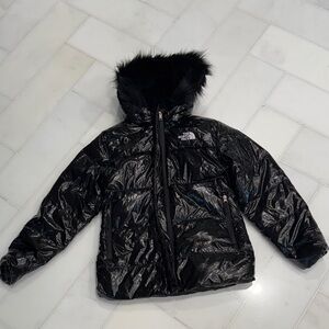 The North Face Shiny Black Jacket with Fur Hood